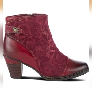 EUC 39 Burgandy Leather Booties Socute Spring Step L'Artiste